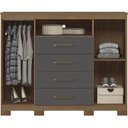 Ver imagem 5 de Cômoda para Quarto 2 Portas 4 Gavetas 1 Nicho Master com Pés Marrom/Jatobá/Grafite