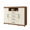 Ver imagem 3 de Cômoda para Quarto 2 Portas 4 Gavetas 1 Nicho Master com Rodízios Bege/Jatobá/Areia