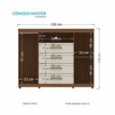 Ver imagem 4 de Cômoda para Quarto 2 Portas 4 Gavetas 1 Nicho Master com Rodízios Bege/Jatobá/Areia