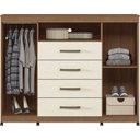 Ver imagem 5 de Cômoda para Quarto 2 Portas 4 Gavetas 1 Nicho Master com Rodízios Bege/Jatobá/Areia