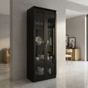 Ver imagem 2 de Cristaleira com 60cm 2 Portas de Vidro e 3 Prateleiras Preto CR6004