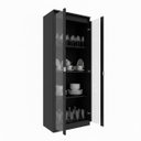 Ver imagem 6 de Cristaleira com 60cm 2 Portas de Vidro e 3 Prateleiras Preto CR6004