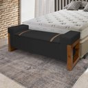 Ver imagem 2 de Recamier Baú Pés em Madeira Cama Casal 1,30m Retro Premium Estofado Estilo Decorativo Cor Preto