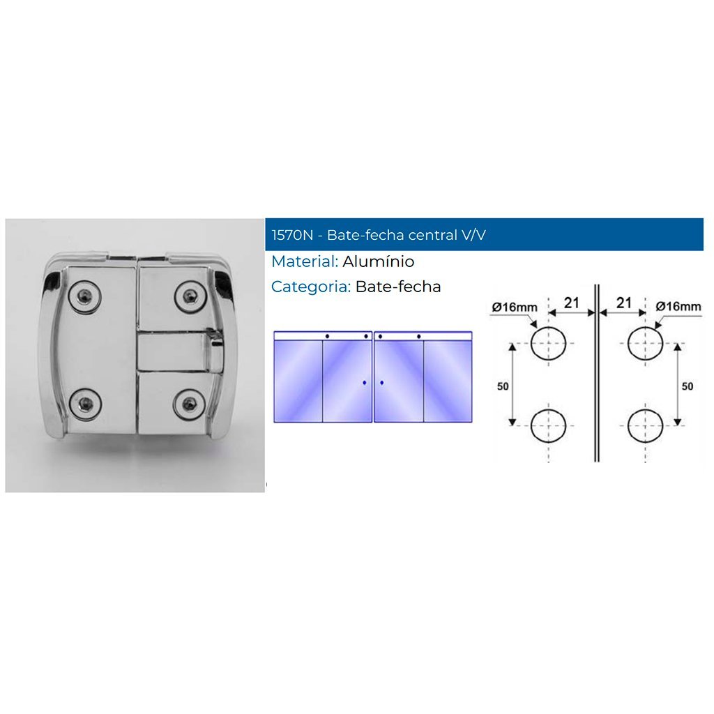 Bate Fecha Pequena para Janela Blindex Vidro/vidro de Alumínio Branco - Metalback - 4