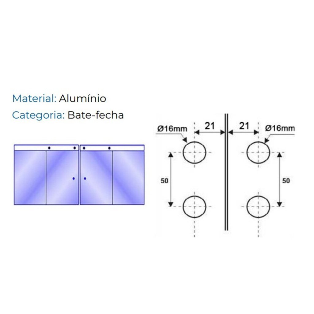 Bate Fecha Pequena para Janela Blindex Vidro/vidro de Alumínio Branco - Metalback - 5