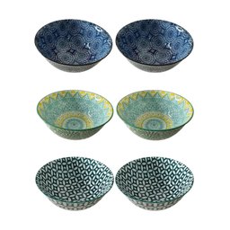 6 Bowls Cumbucas Tigelas Estampados Grandes 500ml Mek Kit 6 Tigelas Cumbucas Bowls 600ml Caldos Sopa - 1