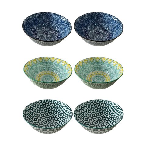 6 Bowls Cumbucas Tigelas Estampados Grandes 500ml Mek Kit 6 Tigelas Cumbucas Bowls 600ml Caldos Sopa