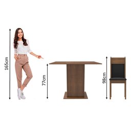 Conjunto Sala de Jantar Madesa Drica Mesa Tampo de Madeira com 2 Cadeiras Rustic/Preto/Sintético Pre - 8