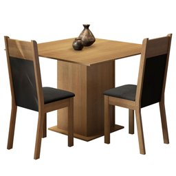 Conjunto Sala de Jantar Madesa Drica Mesa Tampo de Madeira com 2 Cadeiras Rustic/Preto/Sintético Pre - 2