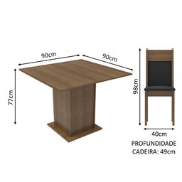 Conjunto Sala de Jantar Madesa Drica Mesa Tampo de Madeira com 2 Cadeiras Rustic/Preto/Sintético Pre - 3