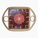 Ver imagem 1 de Bandeja Rattan e Ceramica Floral Pintada a Mao Indonesia 12