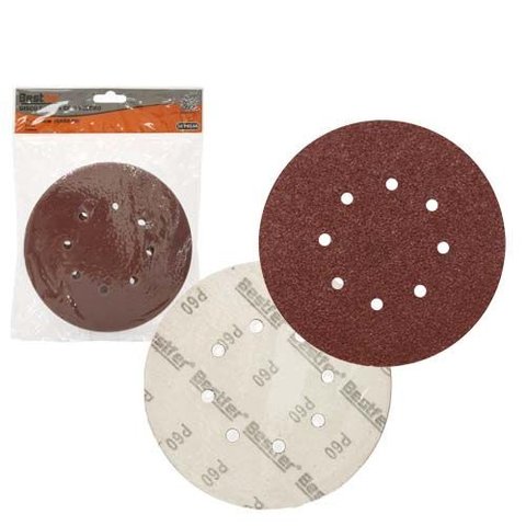 Disco de Lixa Base Auto-adesiva 180mm 8 Furos Grao 60 - Pacote com 10 - Bestfer
