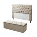 Ver imagem 1 de Kit Cabeceira e Calçadeira Baú Mirage King 195cm Renascer Decor:Bege