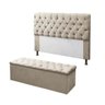 Kit Cabeceira e Calçadeira Baú Mirage King 195cm Renascer Decor:Bege - 1