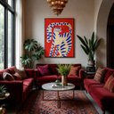 Ver imagem 1 de Quadro Canvas Gato Estilizado Red 60X40cm Mold Preta