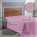 Ver imagem 4 de Lençol Cama Casal 100% Algodão sem Elástico Percal 300 Fios Hotel Pousada:rosa Bebe