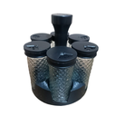 Ver imagem 1 de Porta Condimentos Temperos Organizador Giratório 360º 6 Potes Vidro Tampa Dosadora Preto Linha Premi