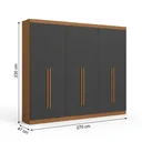 Ver imagem 3 de Guarda Roupa Casal 6 Portas 3 Gavetas Bigger Prime 270x230cm Canela e Grafite