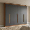 Ver imagem 1 de Guarda Roupa Casal 6 Portas 3 Gavetas Bigger Prime 270x230cm Canela e Grafite