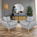 Ver imagem 1 de Kit 2 Poltronas Opala Decorativa Luxo Linho Cinza Dal Poz Estofados
