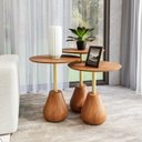 Ver imagem 2 de Mesa Lateral Tampo em MDF e Pés em Madeira Maciça Duna Alta