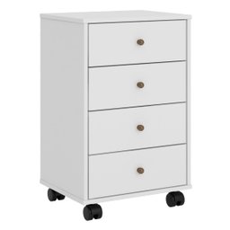 Mesa Auxiliar de Cabeceira Oakland 4 Gavetas com Rodízios Branco - Edecasamóveis - 1