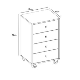Mesa Auxiliar de Cabeceira Oakland 4 Gavetas com Rodízios Branco - Edecasamóveis - 10