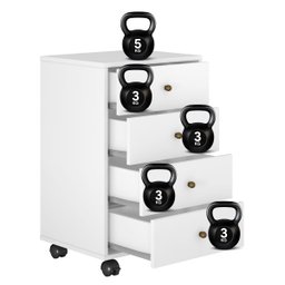 Mesa Auxiliar de Cabeceira Oakland 4 Gavetas com Rodízios Branco - Edecasamóveis - 9