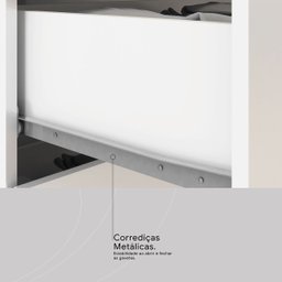 Mesa Auxiliar de Cabeceira Oakland 4 Gavetas com Rodízios Branco - Edecasamóveis - 5