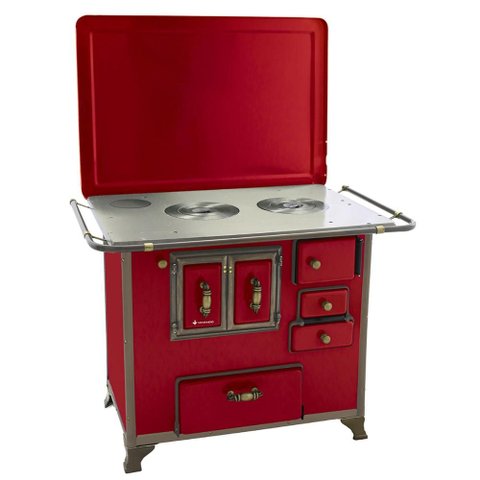 Fogão a Lenha Venâncio Barrocos Gn3 Lado Esquerdo Vermelho Intenso