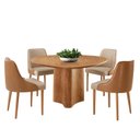 Ver imagem 2 de Sala de Jantar Mesa Tampo Laminado Orgânico 4 Cadeiras Helena Roma Madeira Maciça