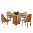Ver imagem 2 de Sala de Jantar Mesa Tampo Laminado Orgânico 4 Cadeiras Helena Roma Madeira Maciça Marrom/Turim/Caram