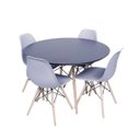 Ver imagem 1 de CONJUNTO MESA EAMES PRETA 90CM E 4 CADEIRAS EAMES PP CINZA