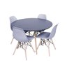 CONJUNTO MESA EAMES PRETA 90CM E 4 CADEIRAS EAMES PP CINZA - 1