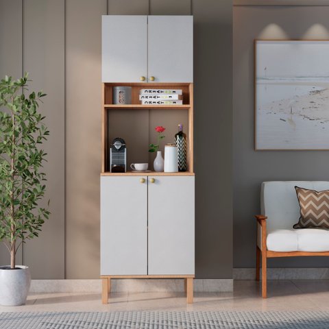 Armário Multiuso Organizador com Nicho Aberto 4 Portas