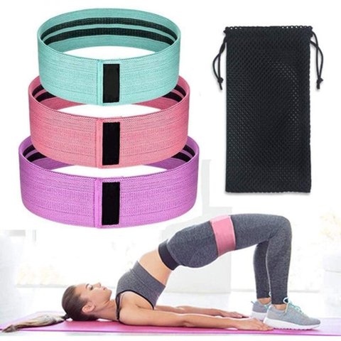 Kit 3 Faixas Elasticas de Exercicios Hip Resistance Bands