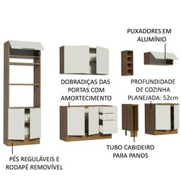 Armário de Cozinha Completa 290cm Rustic/Branco Stella Madesa 01 - 5