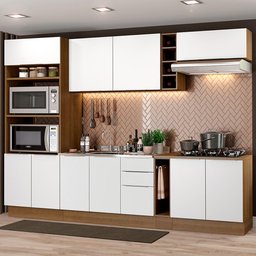 Armário de Cozinha Completa 290cm Rustic/Branco Stella Madesa 01 - 2