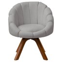 Ver imagem 2 de Poltrona Decorativa Orgânica Flora Base Giratória Bouclê - Sofa Store:bouclê Cinza Claro