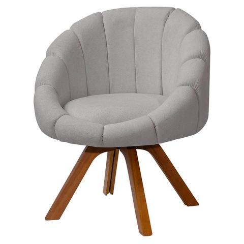 Poltrona Decorativa Orgânica Flora Base Giratória Bouclê - Sofa Store:bouclê Cinza Claro