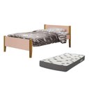 Ver imagem 1 de Cama Solteiro Simba Rosa Fosco Pés Amadeirado com Colchão D33 - Reller Móveis