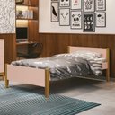 Ver imagem 2 de Cama Solteiro Simba Rosa Fosco Pés Amadeirado com Colchão D33 - Reller Móveis
