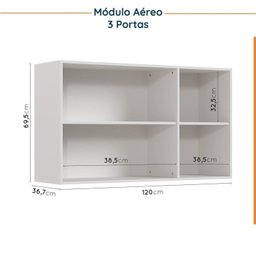 Cozinha Modulada 2 Peças sem Tampo 1 Aéreo 3 Portas e 1 Balcão Pia Ipanema Cabecasa Madeiramadeira - 12