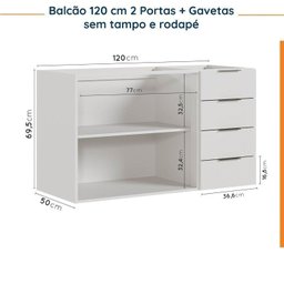 Cozinha Modulada 2 Peças sem Tampo 1 Aéreo 3 Portas e 1 Balcão Pia Ipanema Cabecasa Madeiramadeira - 14