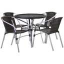 Ver imagem 2 de Jogo 4 Cadeiras Floripa e Mesa Com Tampo Tramado em Alumínio Piscina, Área, Jardim Trama Original