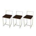 Ver imagem 1 de Kit 3 Banqueta Baixa Para Cozinha Industrial Assento Estofado White
