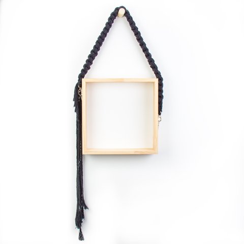Nicho Macramê Preto 30x30 cm Quadrado