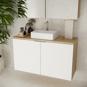 Gabinete C/ Cuba Nature 110cm Estilare Gab4035 Carvalho/branco