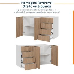 Cozinha Modulada 2 Peças sem Tampo 1 Aéreo 3 Portas e 1 Balcão Pia Ipanema Cabecasa Madeiramadeira - 15
