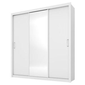 Guarda Roupa Casal Residence 3 Portas Branco com Espelho - Demóbile